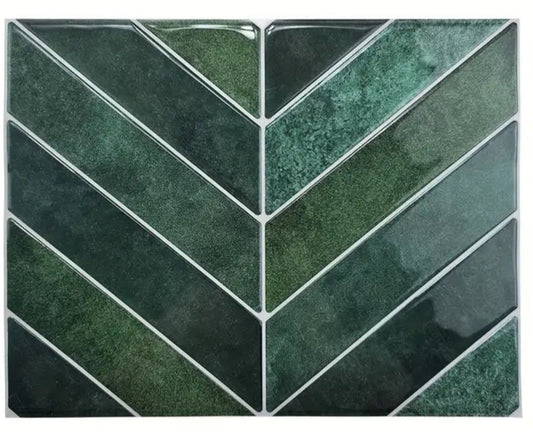 Zelfklevende Tegelstickers 22,9 × 29 CM – Emerald Green Visgraat